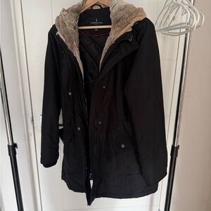 London Fog Woman’s Black Parka with Tan Lining